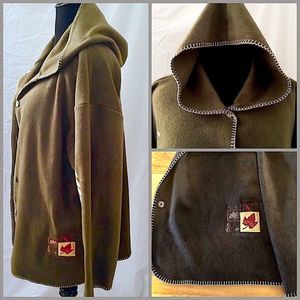 ATTRACTION Olive Jacket w/Ivory Rickrack Stitch XL Oversized
